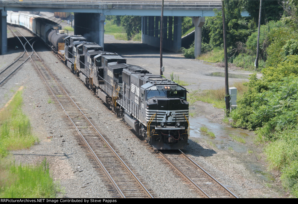 NS 1802 leading train 15T out of Enola yard